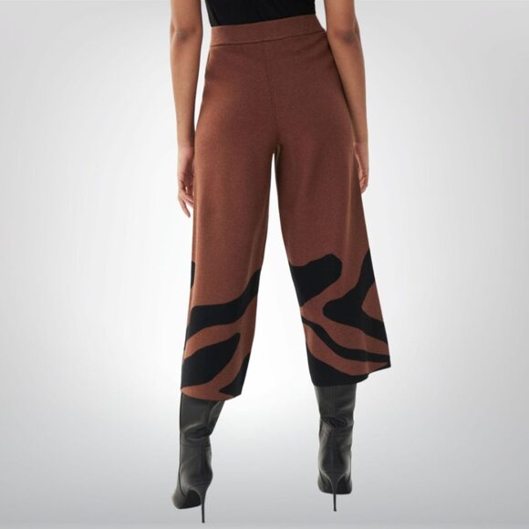 NEW Size M Joseph Ribkoff Black/Toffee Animal Print Knit Culotte Pants 223949 - Picture 2 of 5
